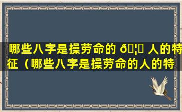 哪些八字是操劳命的 🦋 人的特征（哪些八字是操劳命的人的特 🦋 征之一）